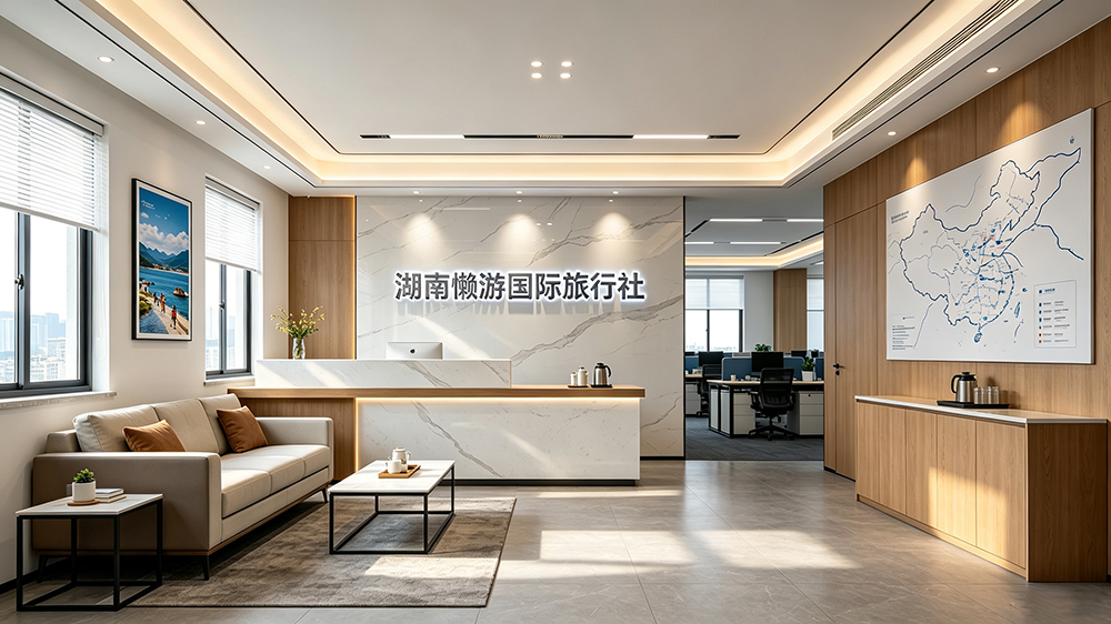 湖南懒游国际旅行社有限公司门店与接待区实拍